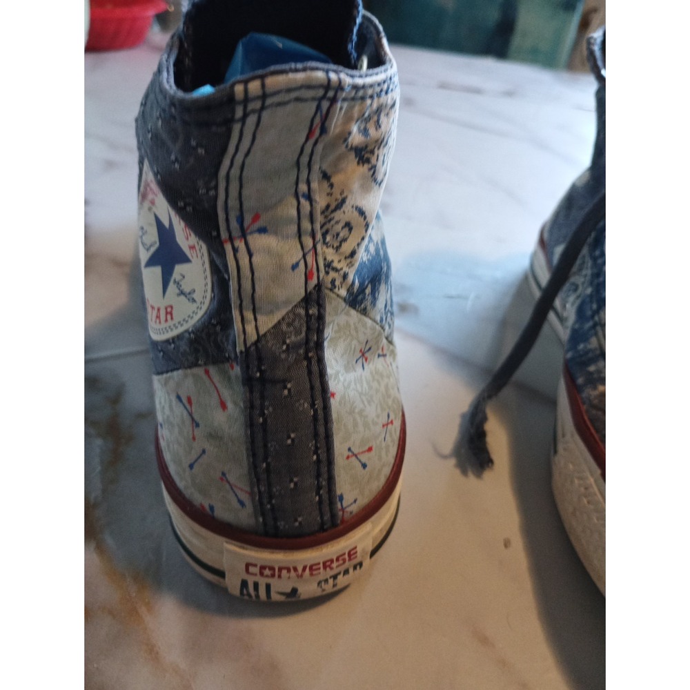 Y2K Style Disstresed Womens Convers All Star Rare Patch Work Denim Graphic Sz7.5 - Picture 5 of 16